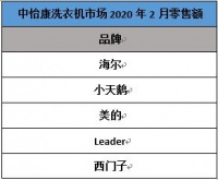 2月份额:洗衣机行业又一匹黑马,排名超西门子