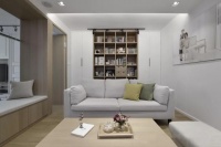 75平的原木风小户型，电视背景墙当隔断