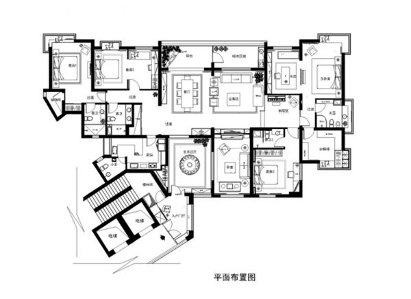 东海花园320平法式风格效果图设计