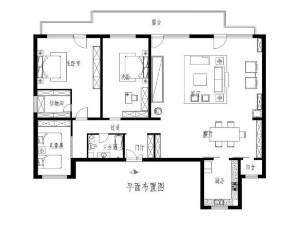 四道口5号院150平混搭风格完美家装效果图