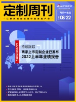 定制周刊|持续跟踪!两家上市定制企业已发布2022上半年业绩报告;......