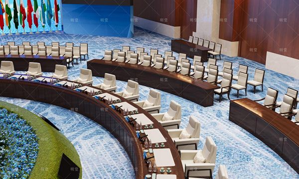 上合峰会主会场会议桌装修图片
