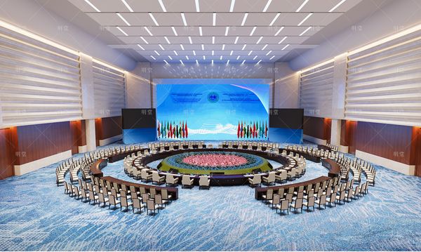 上合峰会主会场会议桌装修图片