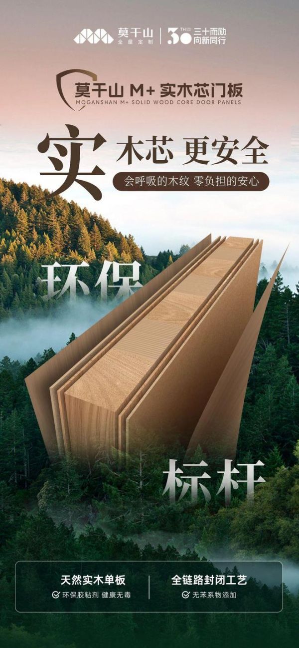 莫干山M+实木芯门板｜性能王者&抗变形专家 莫干山M+实木芯门板震撼上市啦！
