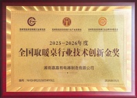 嘉嘉有荣获2026年度取暖桌行业技术创新金奖